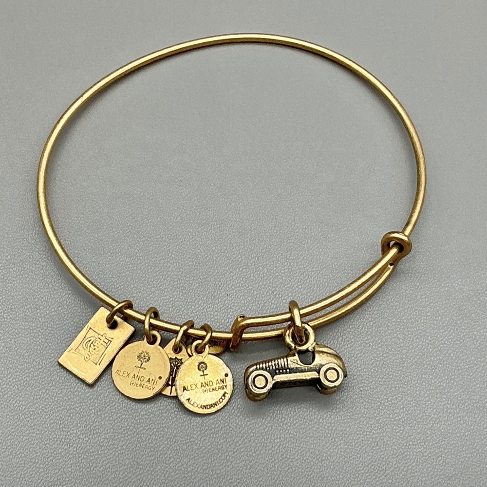 Alex And Ani Bangle Bracelet Women Gold Monopoly Race Car Hasbro Charm Jewelry